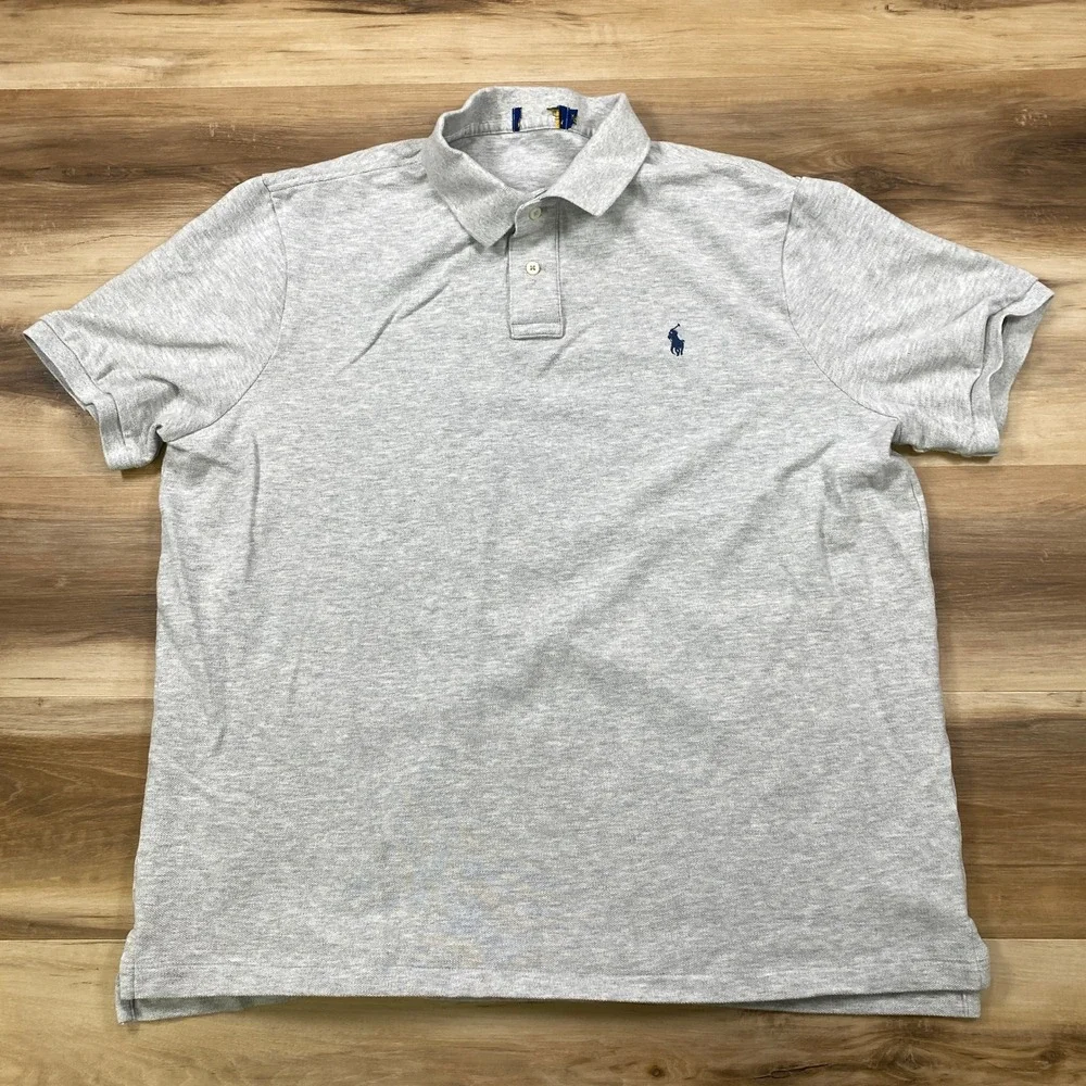 Polo Ralph Lauren Polo Shirt Men XL Classic Cotton Pique Gray Minimalist Casual